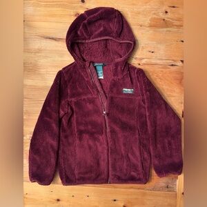 L.L.Bean Youth Size 8 Sherpa Fleece Zip Hoodie – Burgundy